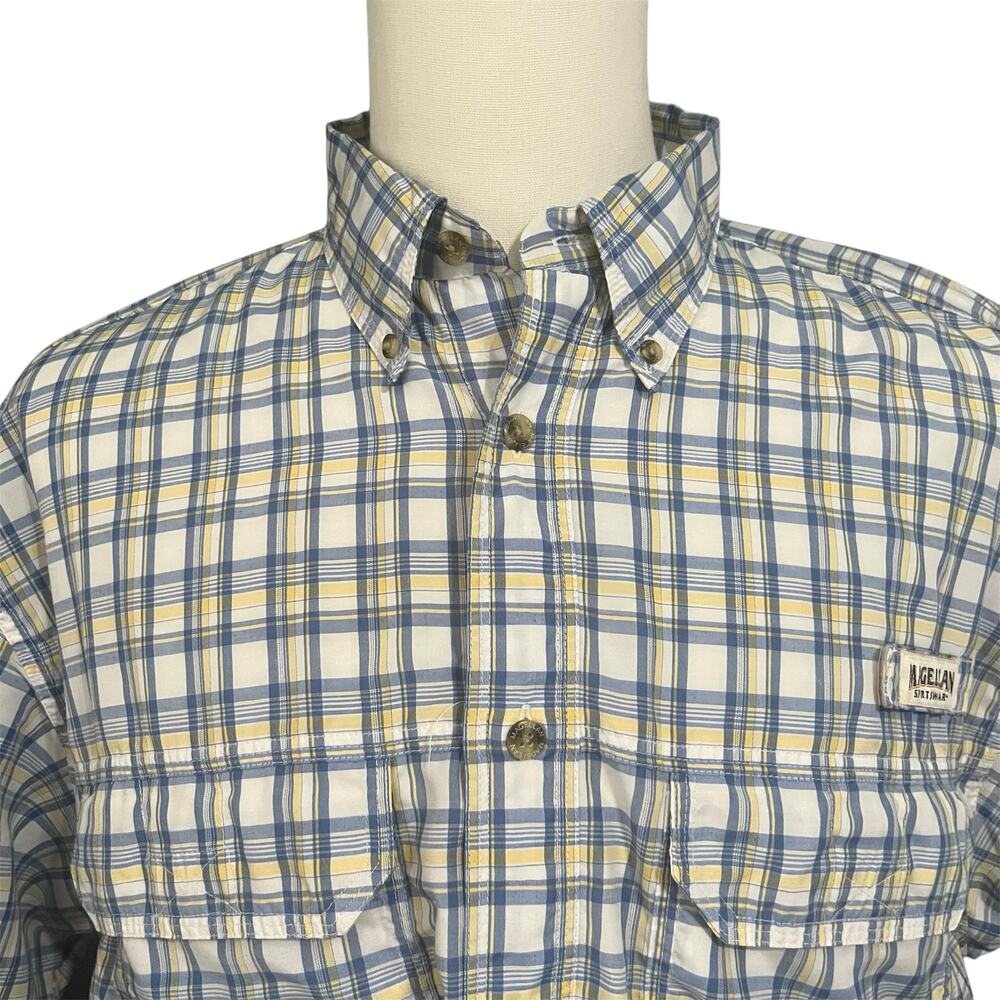 Magellan Men's Blue Plaid Vented PFG Fishing Outdoor Performance Shirts Sz L